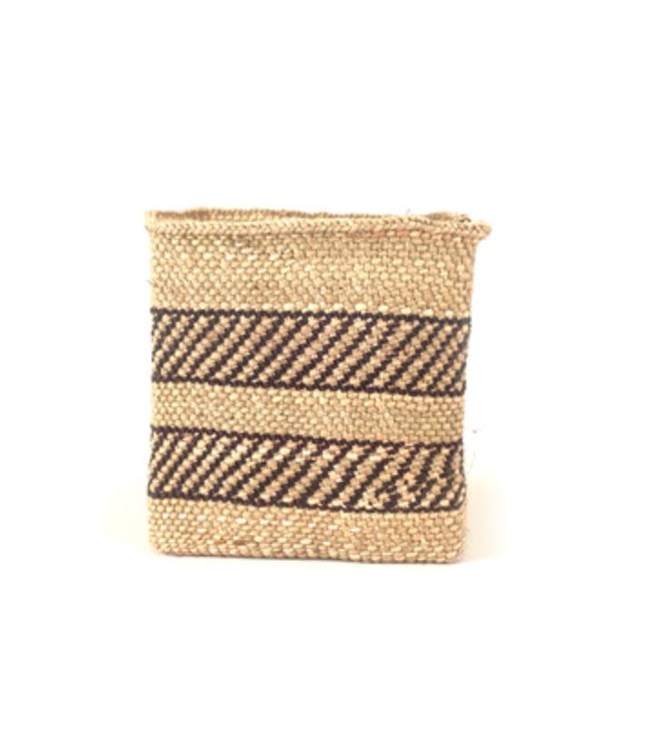 Square Natural with Black Stripe Iringa Basket - No Lid