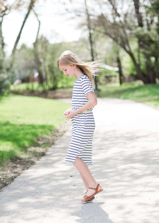 Striped Nautical Pocket Midi Dress