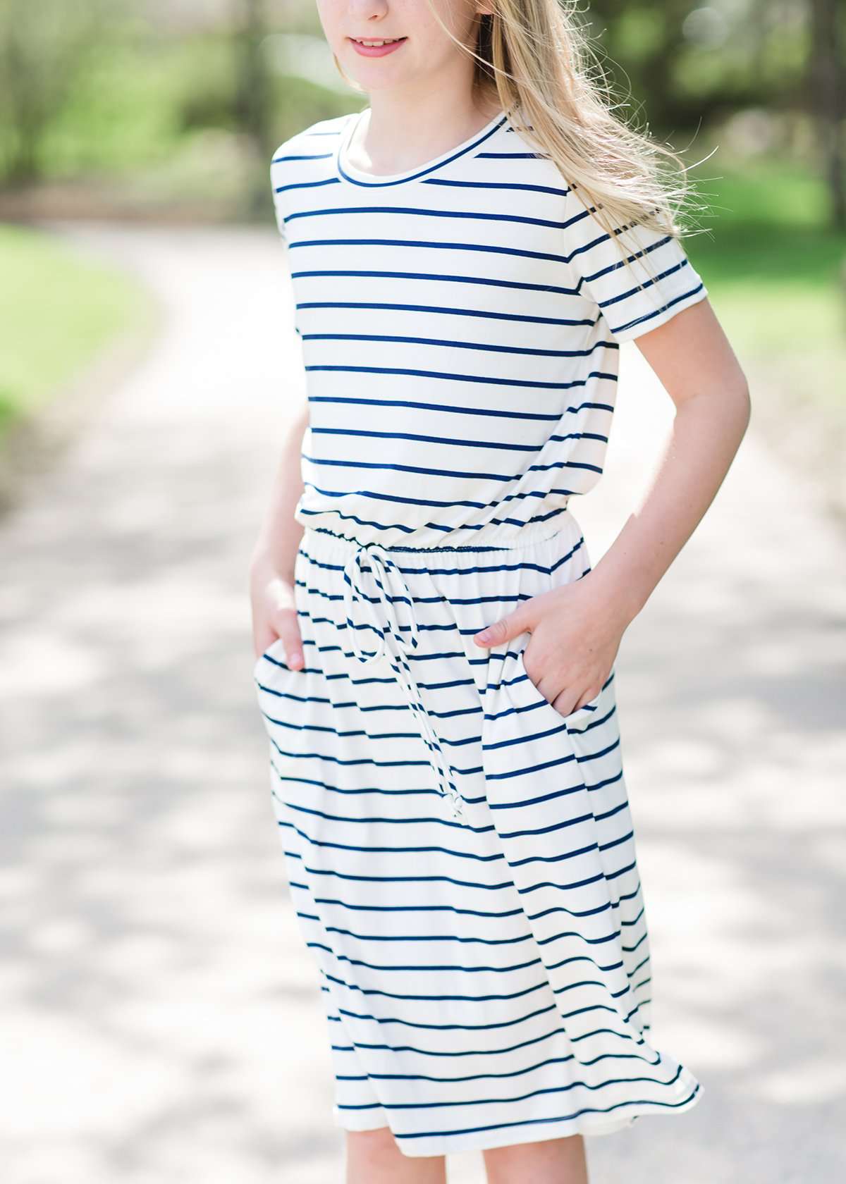 Striped Nautical Pocket Midi Dress