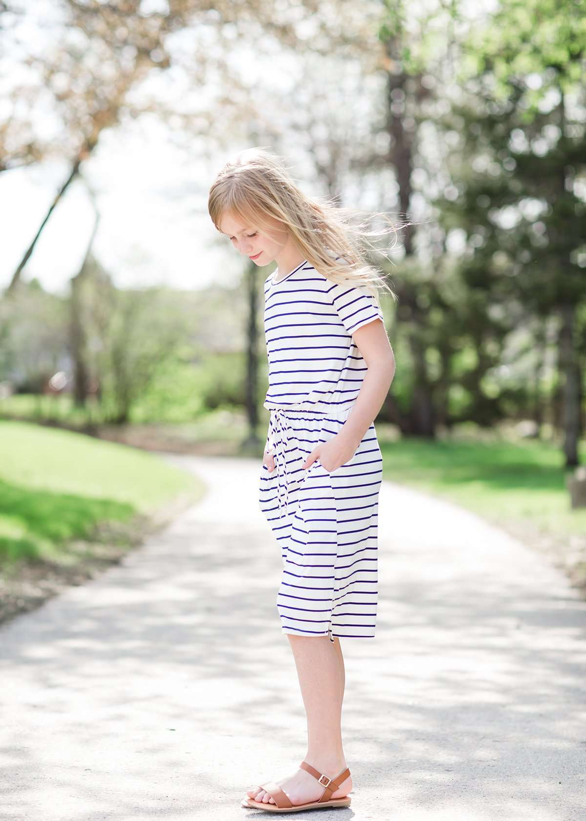 Striped Nautical Pocket Midi Dress