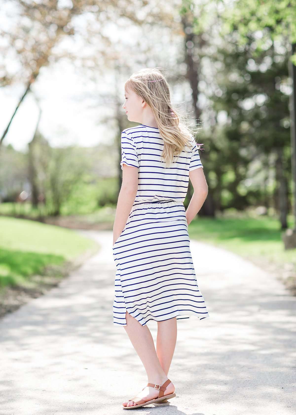 Striped Nautical Pocket Midi Dress