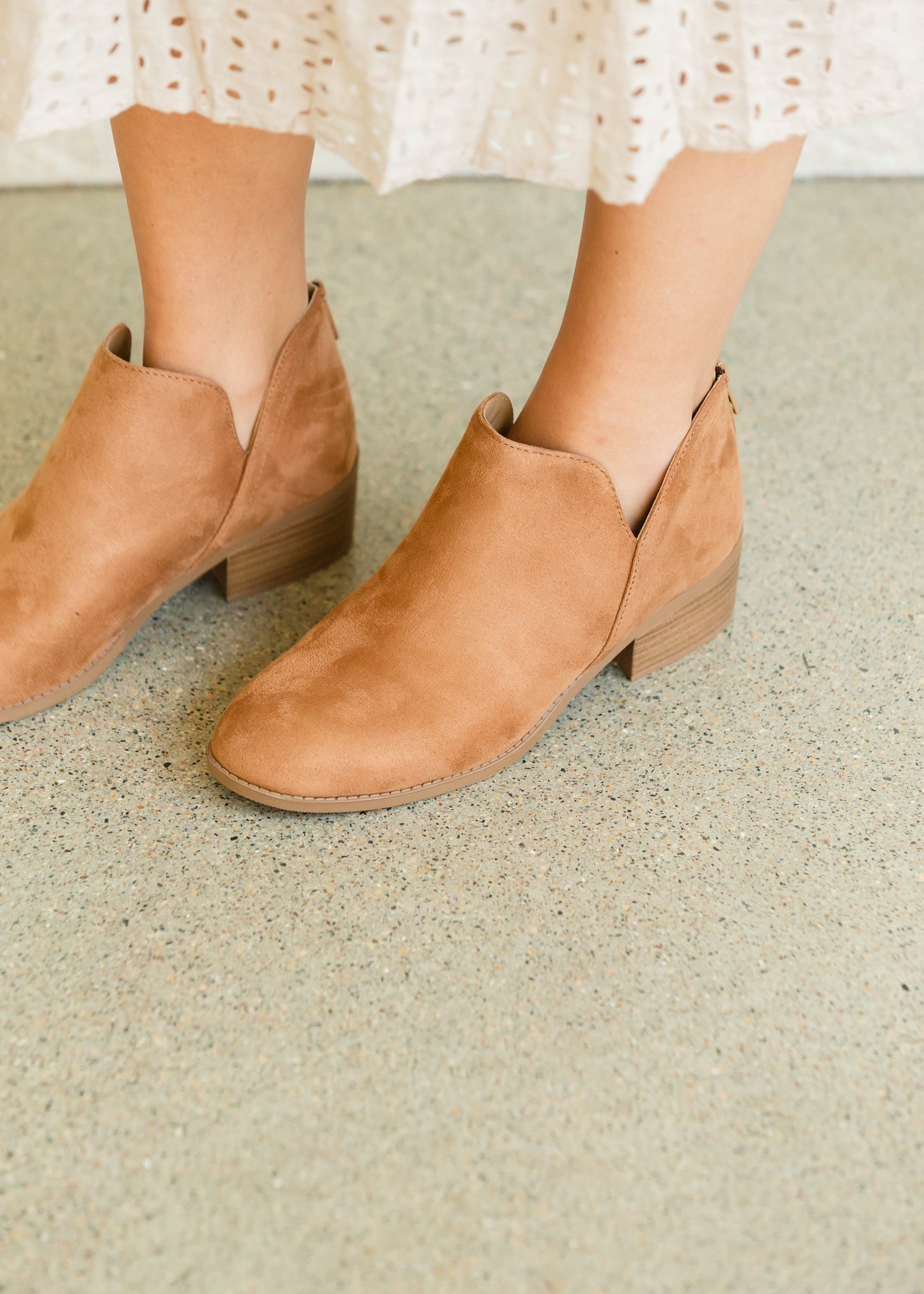 Sueded Back Zip Camel Bootie