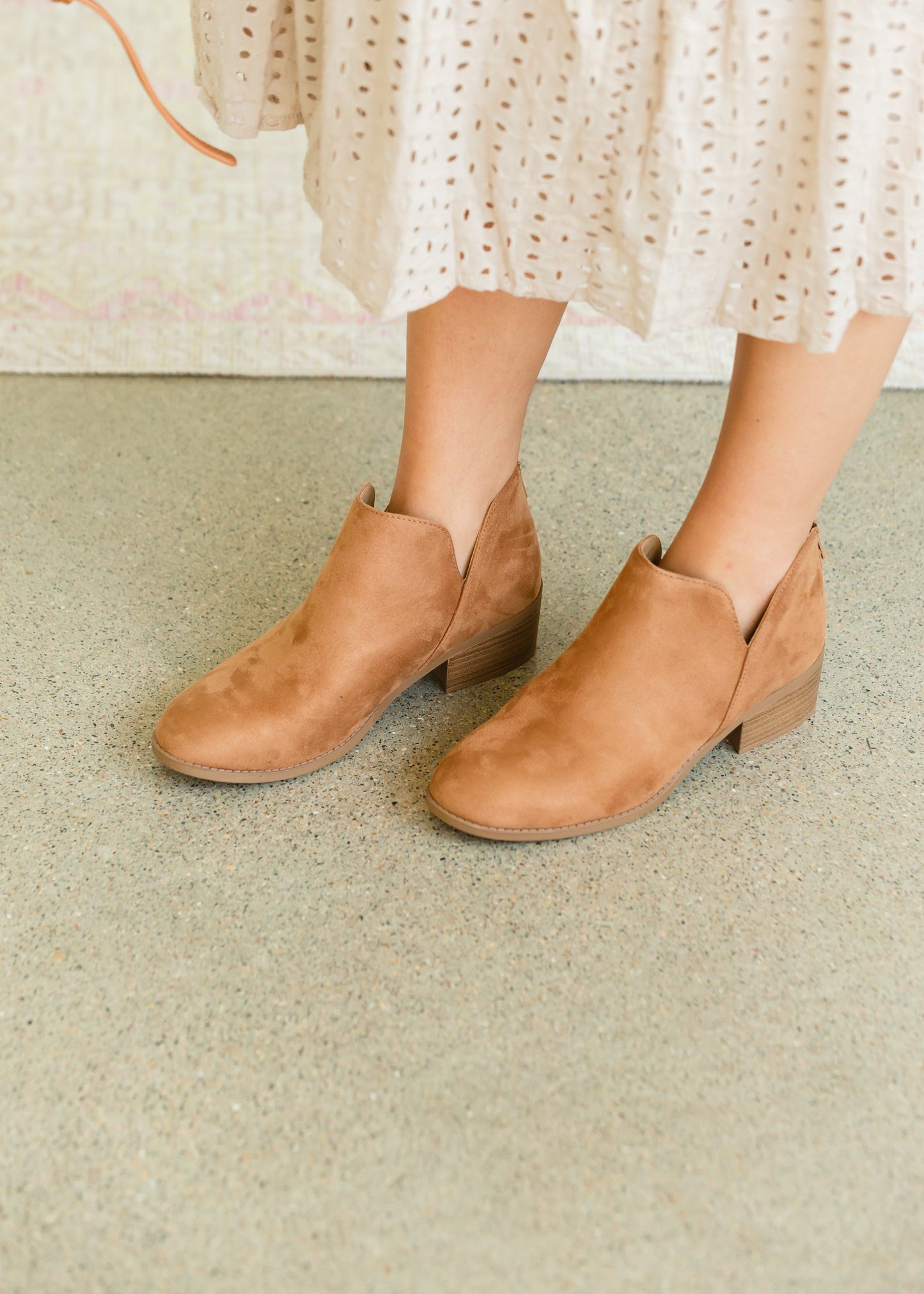 Sueded Back Zip Camel Bootie