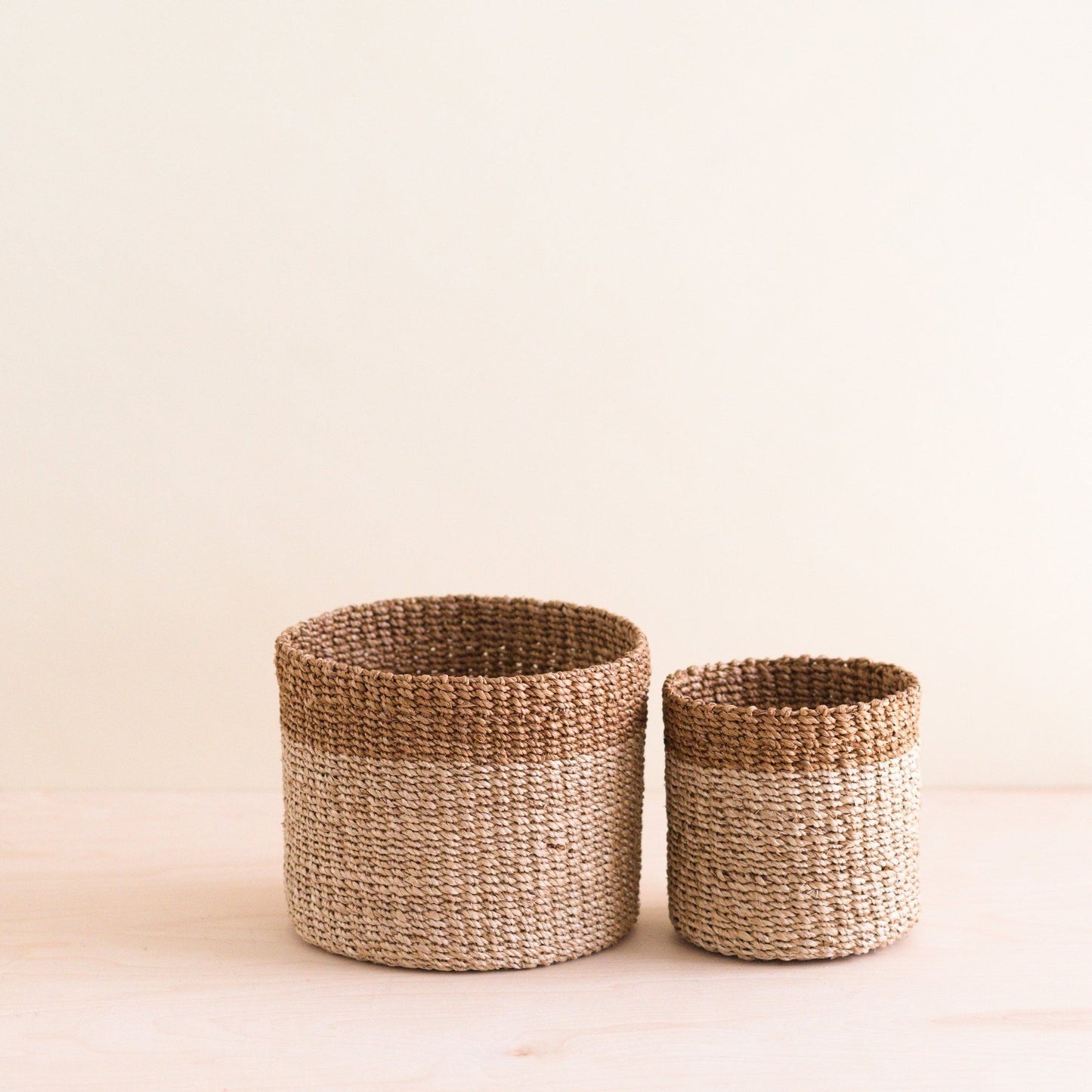 Tabletop Catch All Bin Set Baskets LIKHÂ Natural + Brown