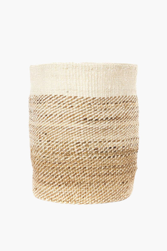 Tall Natural Sisal and Banana Fiber Twill Basket