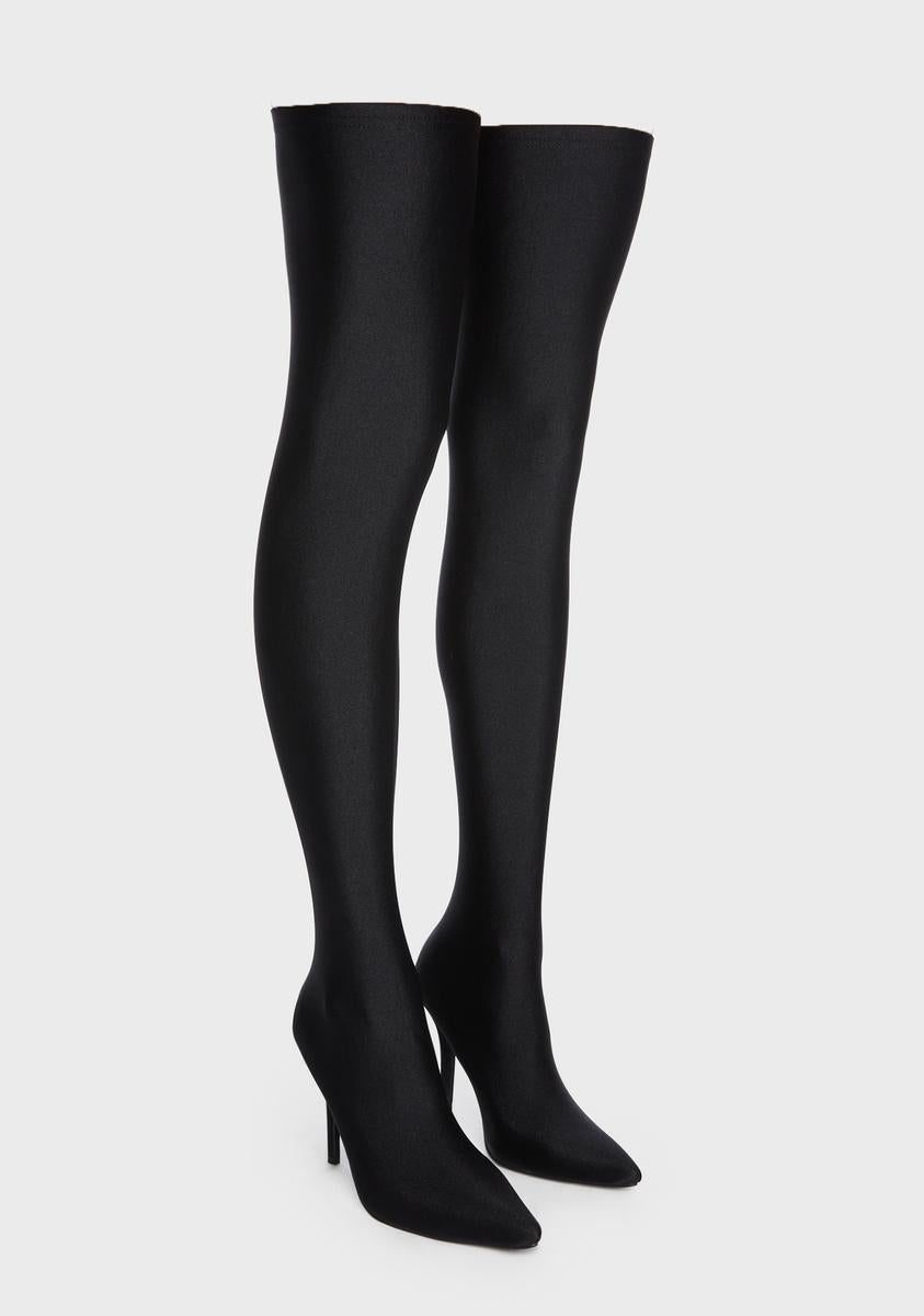 Black Heartout Thigh High Boots