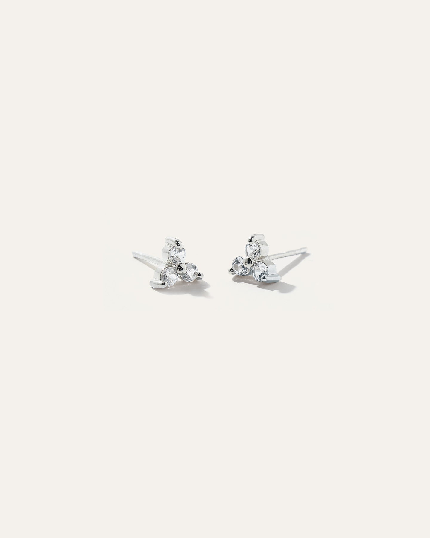 White Sapphire Triad Studs