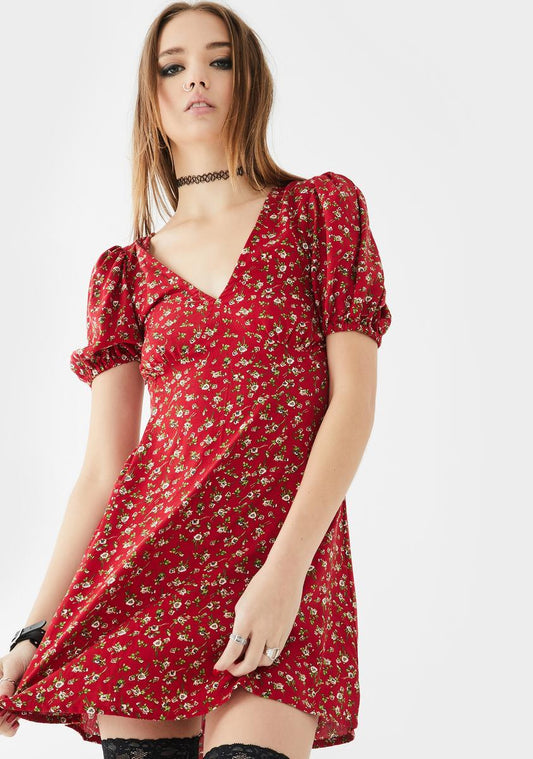 Red Floral Elfira Dress