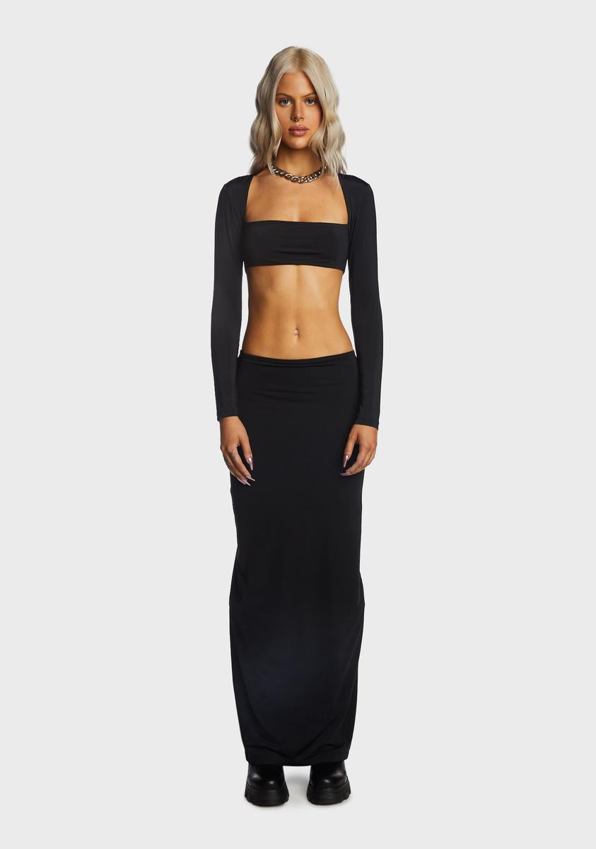 Square Neck Crop Top And Maxi Skirt Set