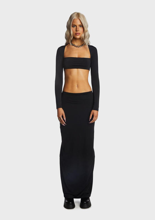 Square Neck Crop Top And Maxi Skirt Set