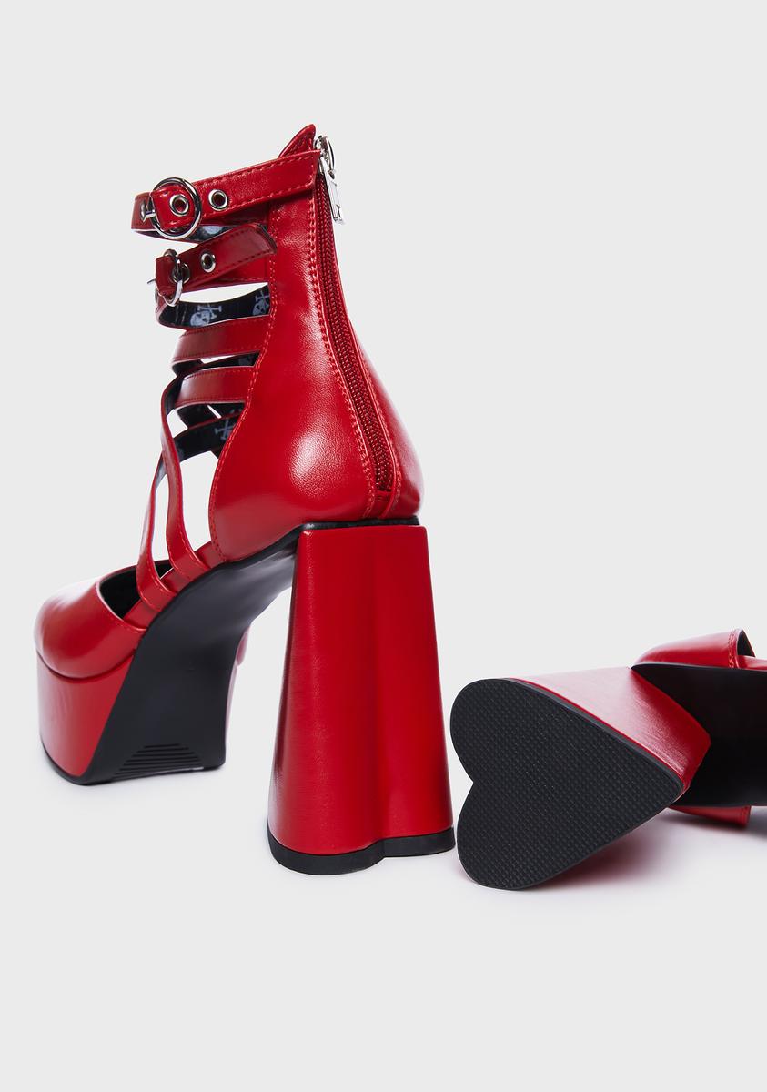Red Love Language Platform Heels