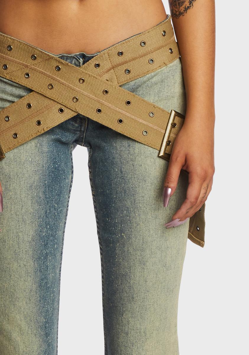 Strap Up Stonewash Jeans