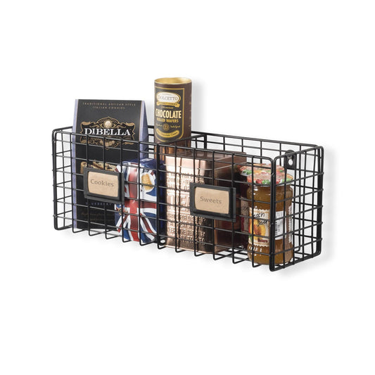 AMALFI Wire Fruit Basket, Kitchen Organization and Storage Rack - 2 Sectional - Black
