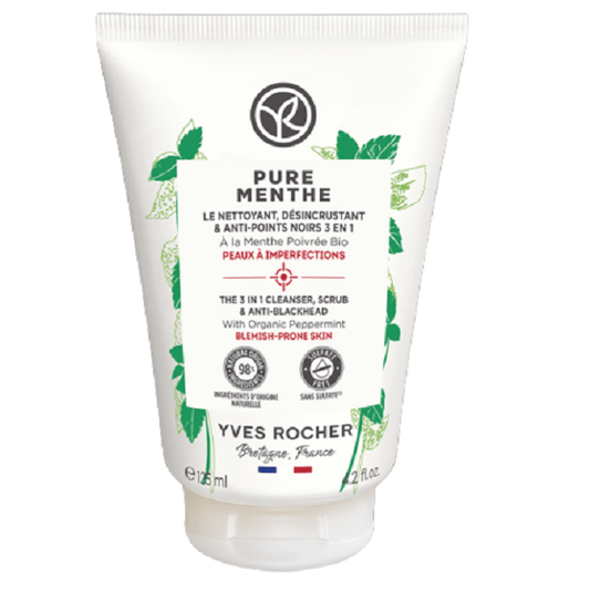 Yves Rocher Pure Menthe The 3 In 1 Cleanser, Scrub & Blackheads 125mL